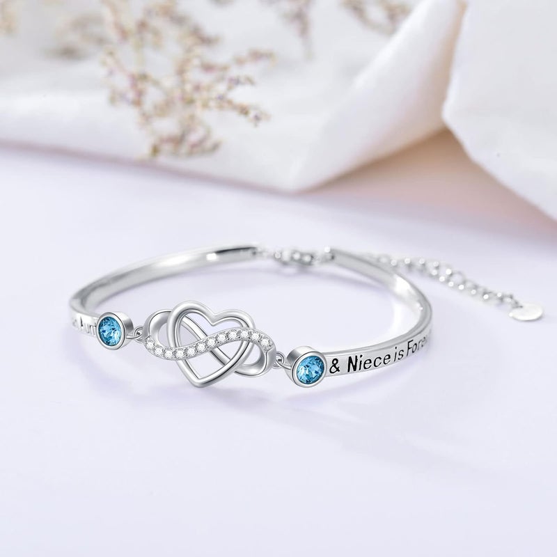 AOBOCO 925 Sterling Silver Adjustable Infinity Heart Bangle Bracelet for Sister Best Friend Daughter Mom Grandma Granddaughter Daughter in Law Godmother Goddaughter Stepmom Stepdaughter - Image 2